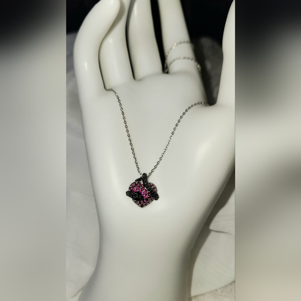 Valentine ❤️ heart w Black Python Necklace Charmed Aroma